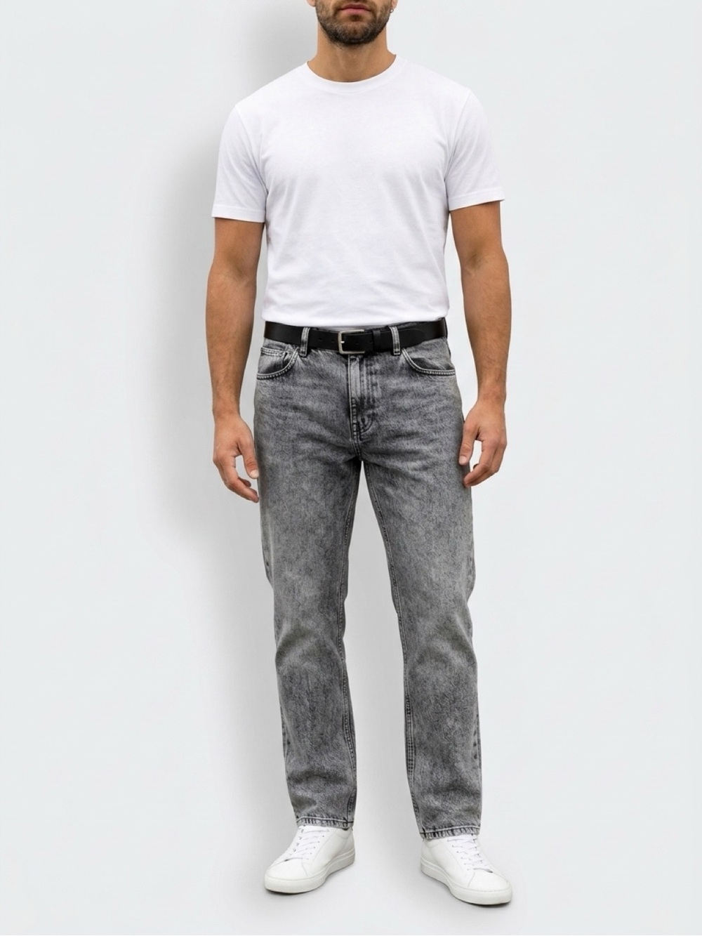 Straight Fit Men's Grey Denim Jeans